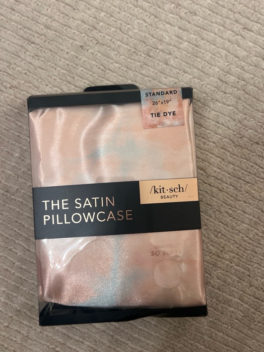 Kitsch Satin Pillowcase - Pink Tie Dye with Cream and Light Blue Hues